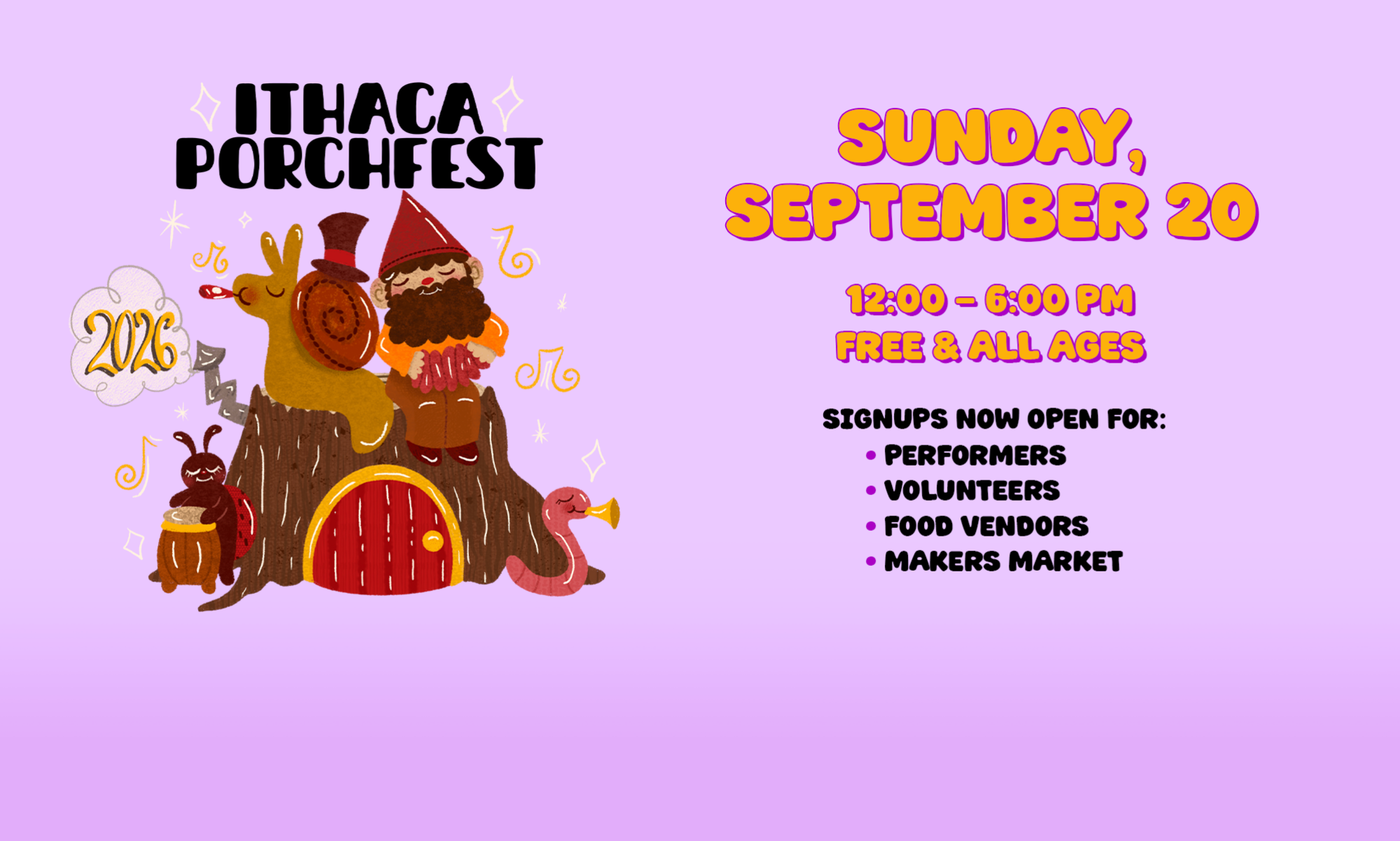 Porchfest 2026 will be held Sunday, September 20.